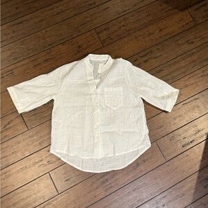 Linen White Casual top short sleeve size medium